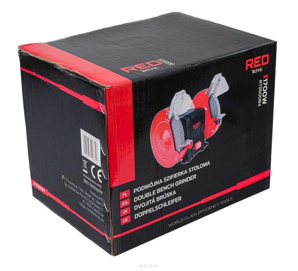 Polizor dublu de banc, 200 mm, Red Technic RTSS0084