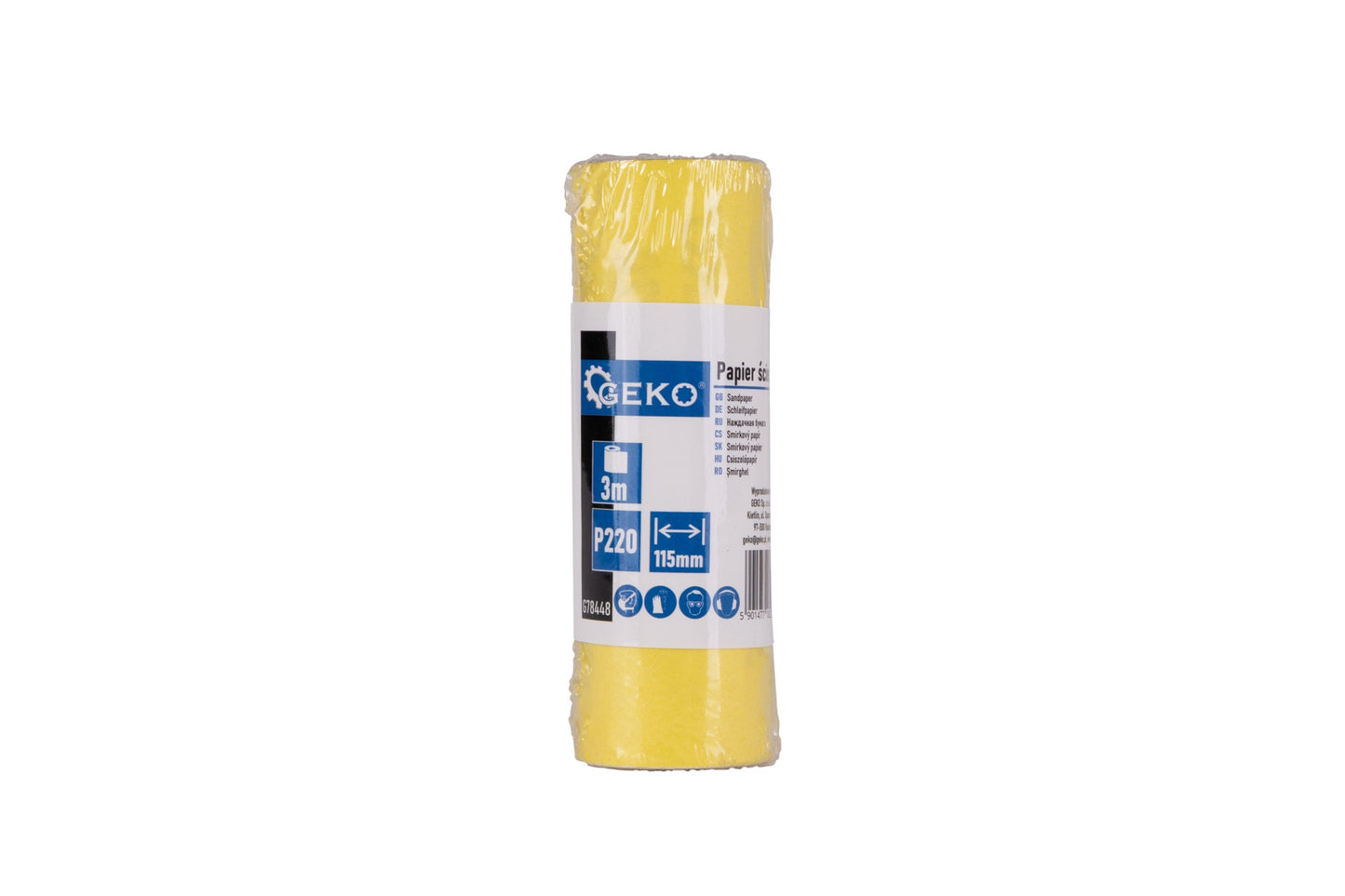 Rola hartie abraziva pentru slefuit, 115 mm x 3 m, P220, Geko G78448