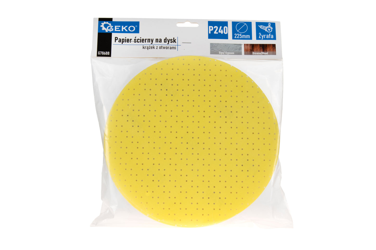 Set hartie abraziva din oxid de aluminiu pentru slefuitor de pereti, 225 mm, P240, 10 bucati,  Geko G78688