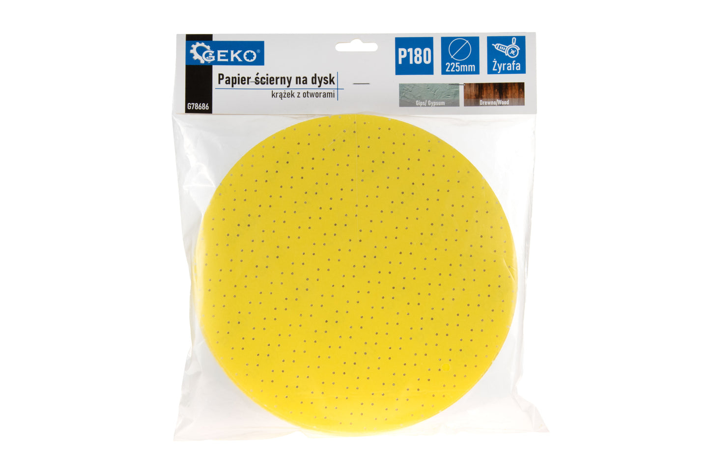 Hartie abraziva din oxid de aluminiu pentru slefuitor de pereti, 225 mm, P180, Geko G78686