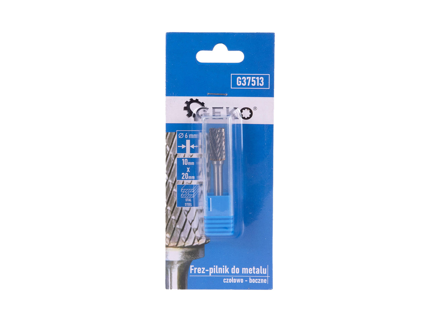 Freza pentru metal din carbura de tungsten, 10 x 20 mm, tija 6 mm, Geko G37513