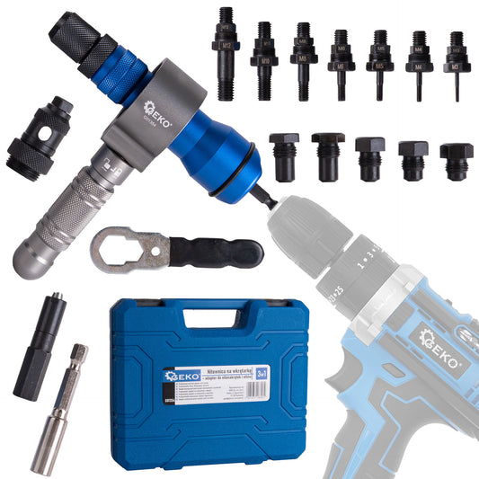 Kit adaptor nituire pop-nituri  3 in 1 cu nituri si piulite, Geko G01354