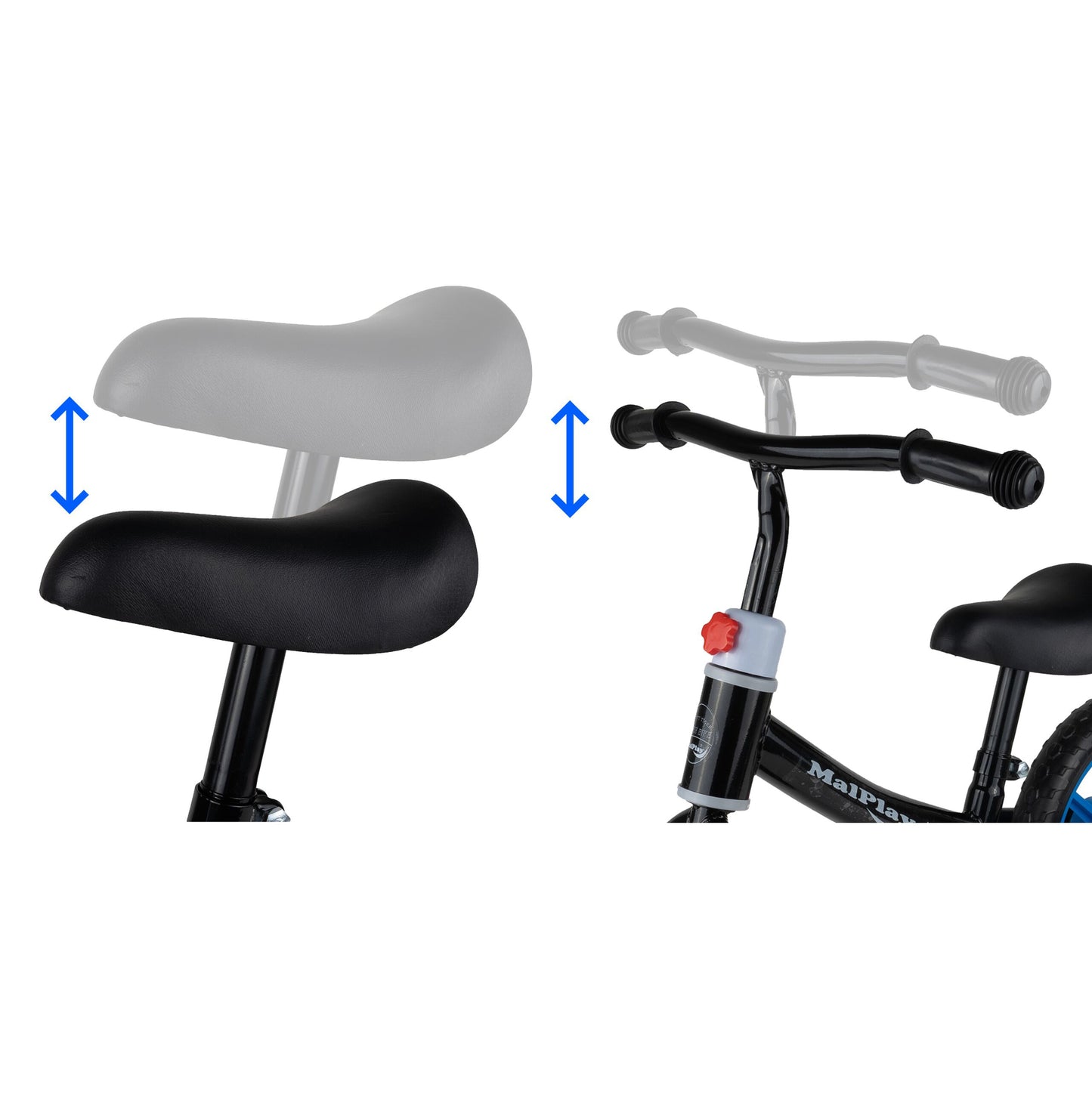 Bicicleta de echilibru, negru / albastru, 12", MalPlay 109978