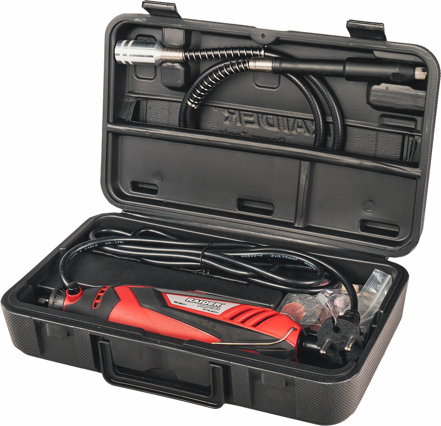 Set mini polizor drept cu accesorii RD-MG11, 135 W, viteza variabila, 40 elemente, Raider 044111