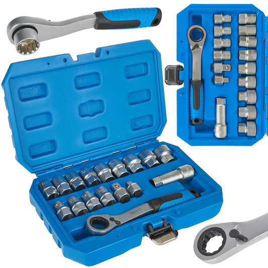 Set chei tubulare cu clichet, 17 elemente, Geko G13552