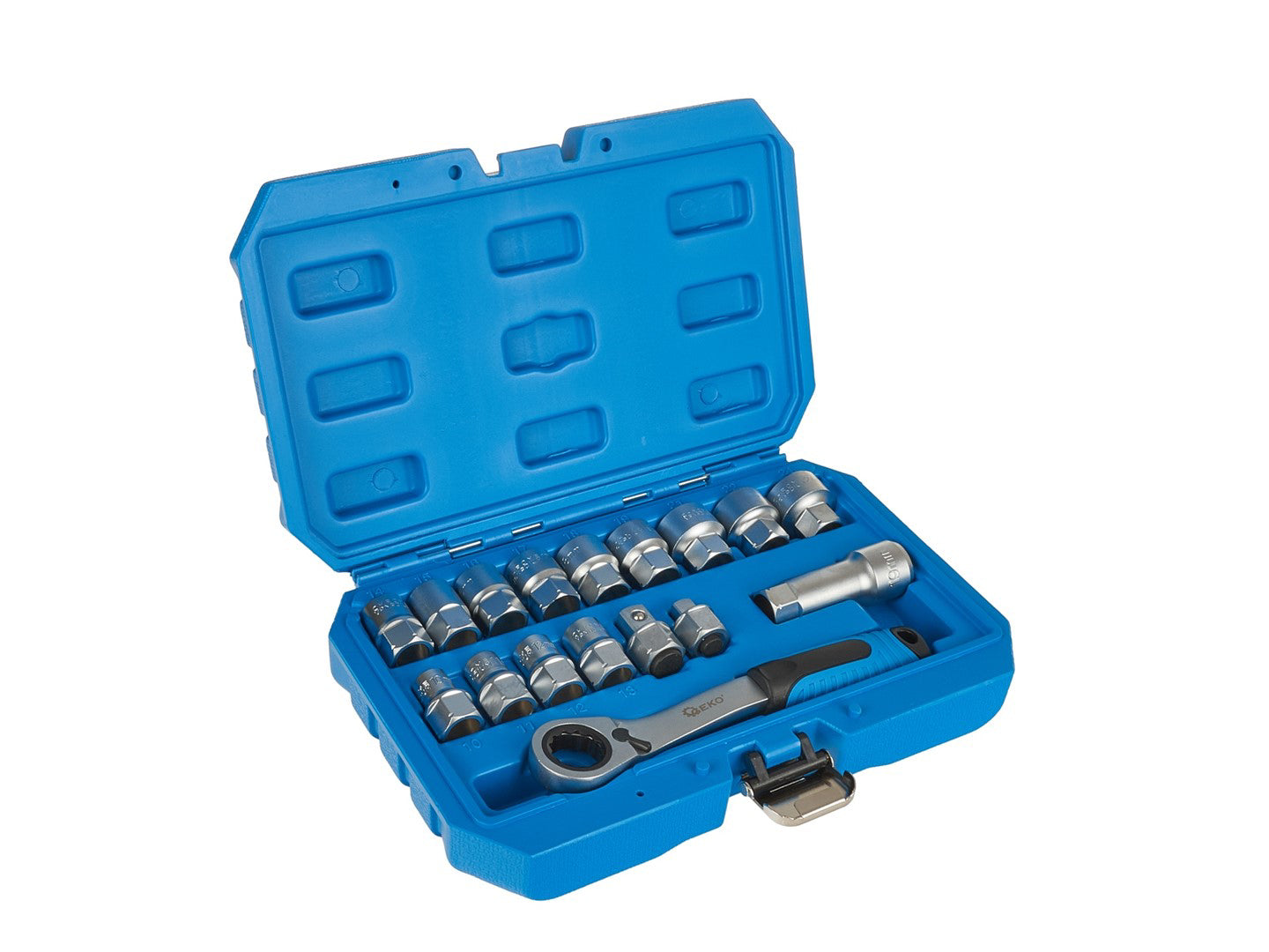 Set chei tubulare cu clichet, 17 elemente, Geko G13552