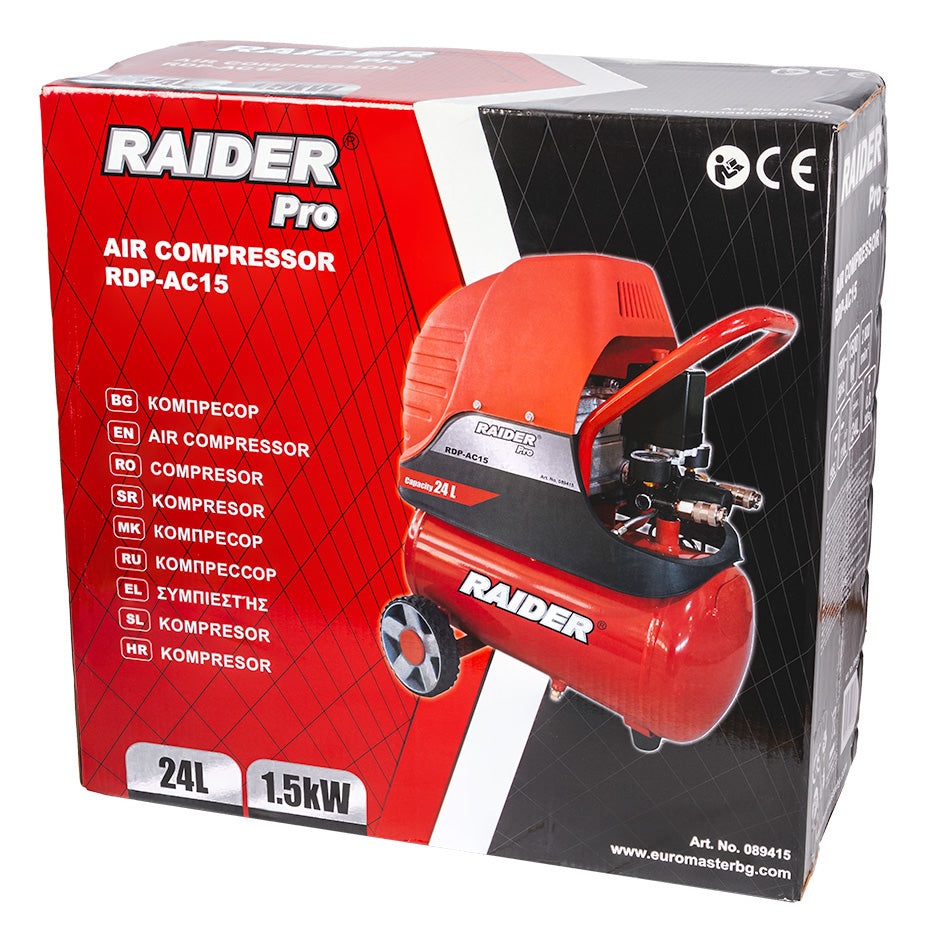 Compresor de aer RDP-AC15, 24 l, 1.5 kW, Raider 089415