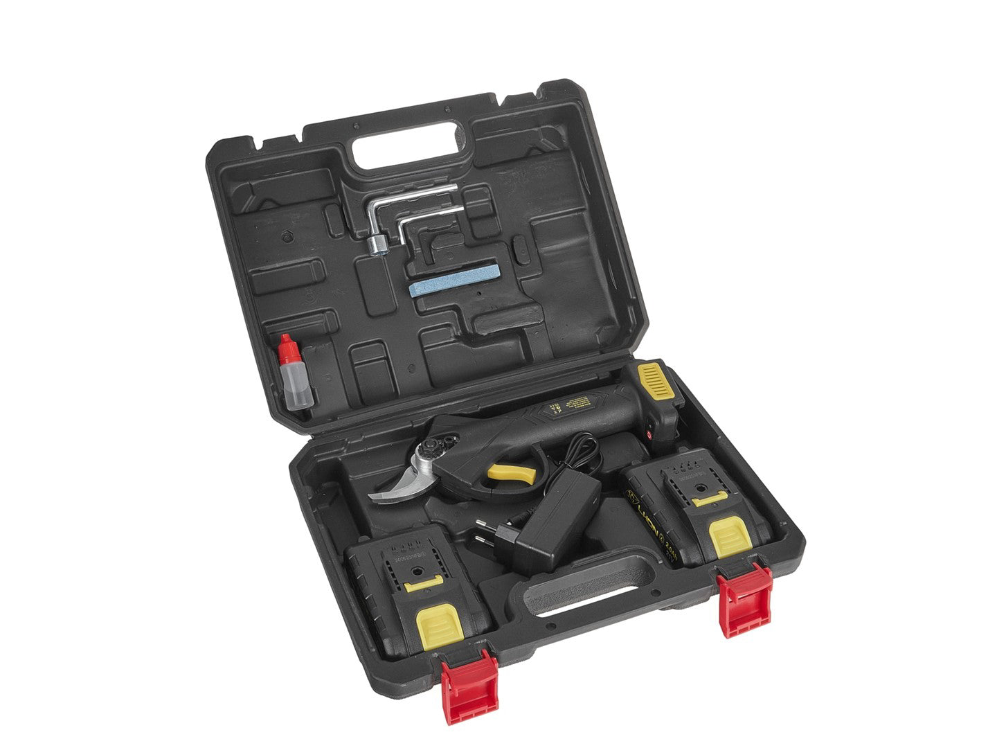 Foarfeca electrica de gradina cu acumulator, 21 V, 2 x 2 Ah, Geko G80662