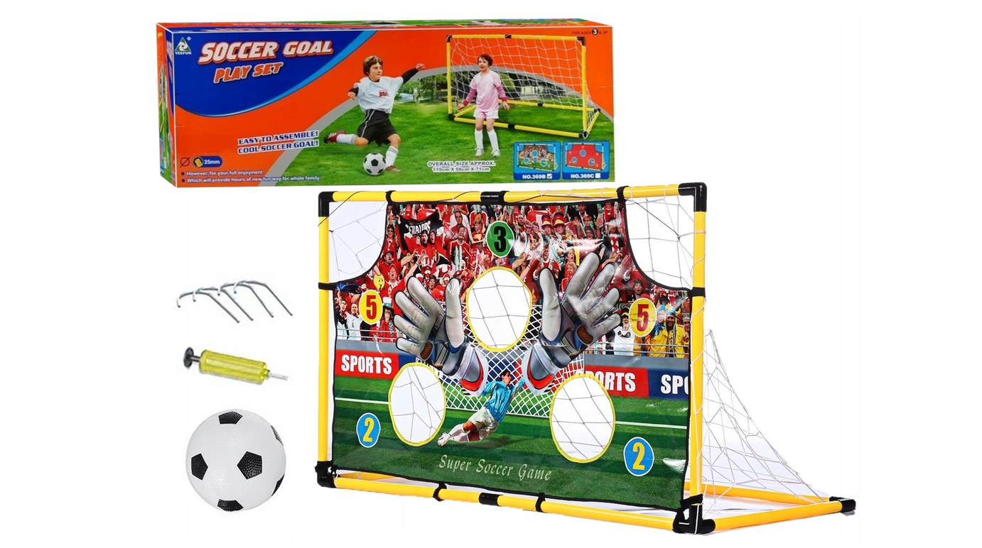 Set porti de fotbal pliabile cu mreje si minge, 119 x 56 x 71 cm, Lean 4480