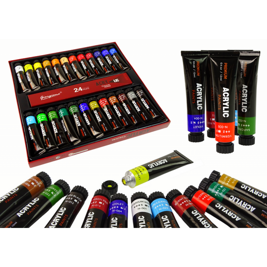 Set culori acrilice pentru pictura, 24 culori, 12 ml / tub, Lean 16102