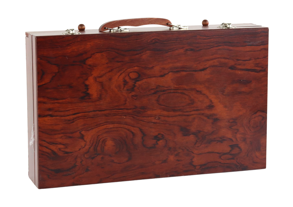 Set complet pentru pictura si desen, 123 piese, echipat cu valiza de lemn, Lean 17369