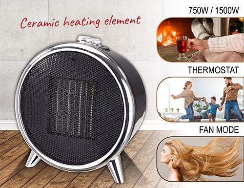 Aeroterma ceramica, 1500 W, 2 trepte putere, treapta aer rece, termostat, negru, Adler AD7742
