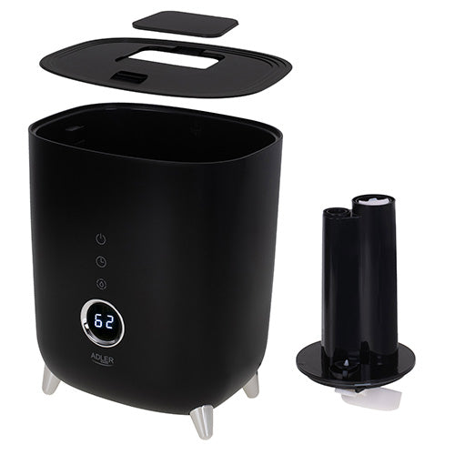 Umidificator de aer ultrasonic, 300 ml / h, afisaj LED, deconectare automata, rezervor de apa 4 l, negru, Adler AD7972B