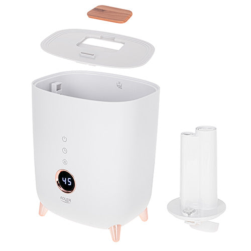 Umidificator de aer ultrasonic, afisaj LED, 23 W, alb, Adler AD7972W