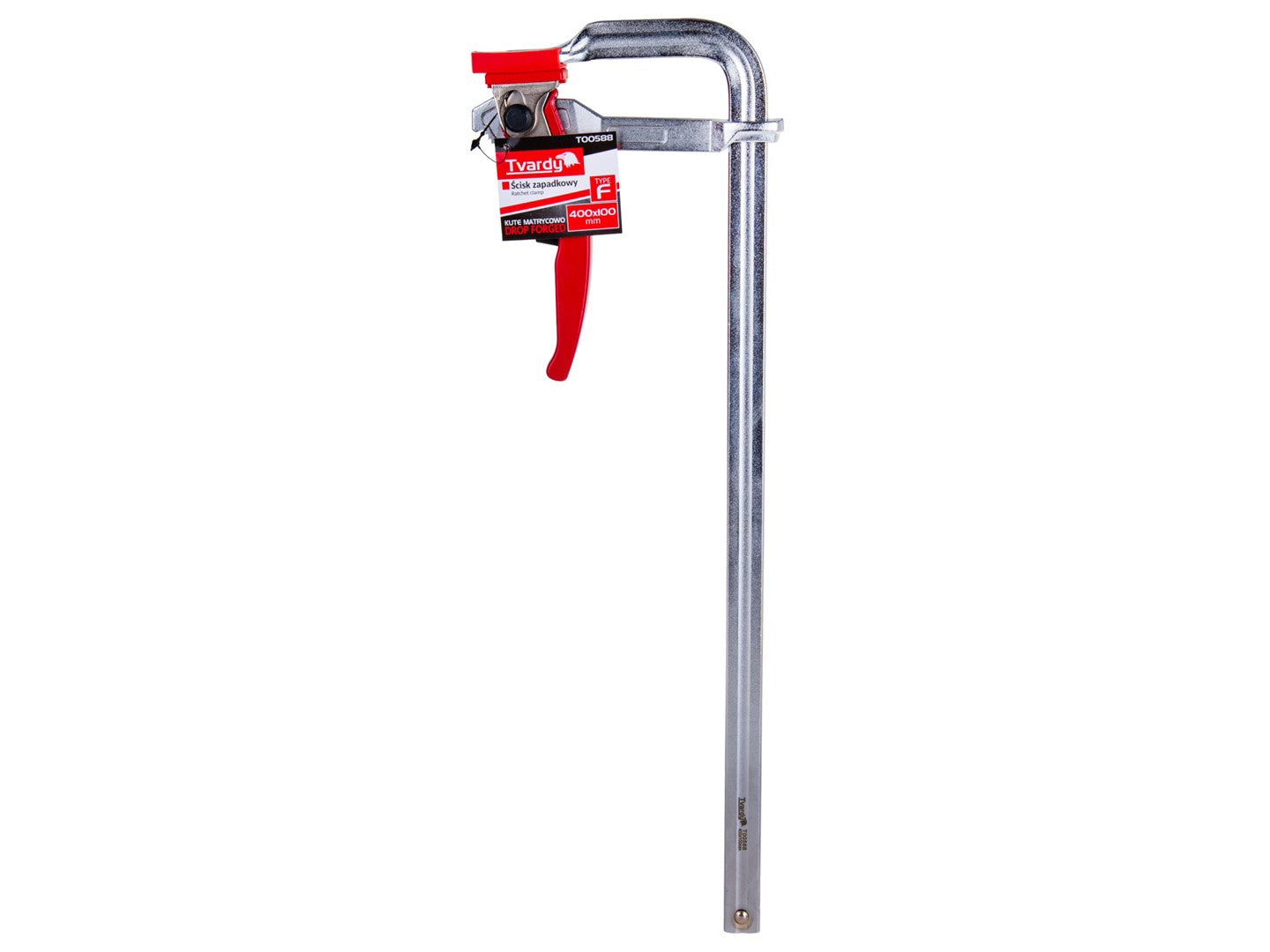 Clema de tamplarie tip F cu clichet, 400 x 100 mm, Tvardy T00588