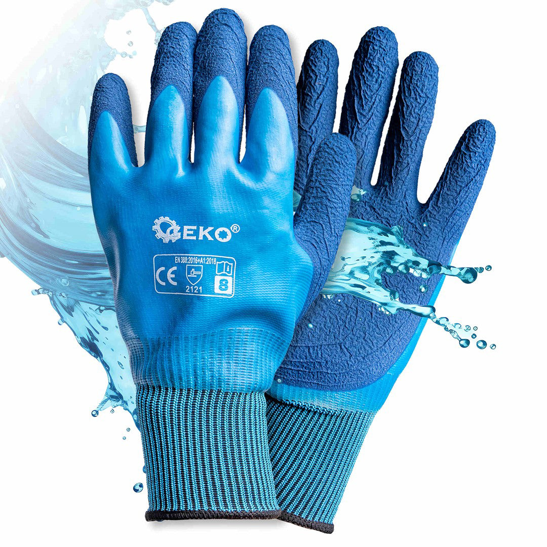 Manusi de lucru impremeabile, poliester / latex, marimea 8, Geko G75028