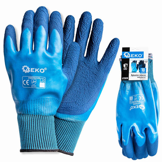 Manusi de lucru impermeabile, poliester / latex, marimea 10, Geko G75030
