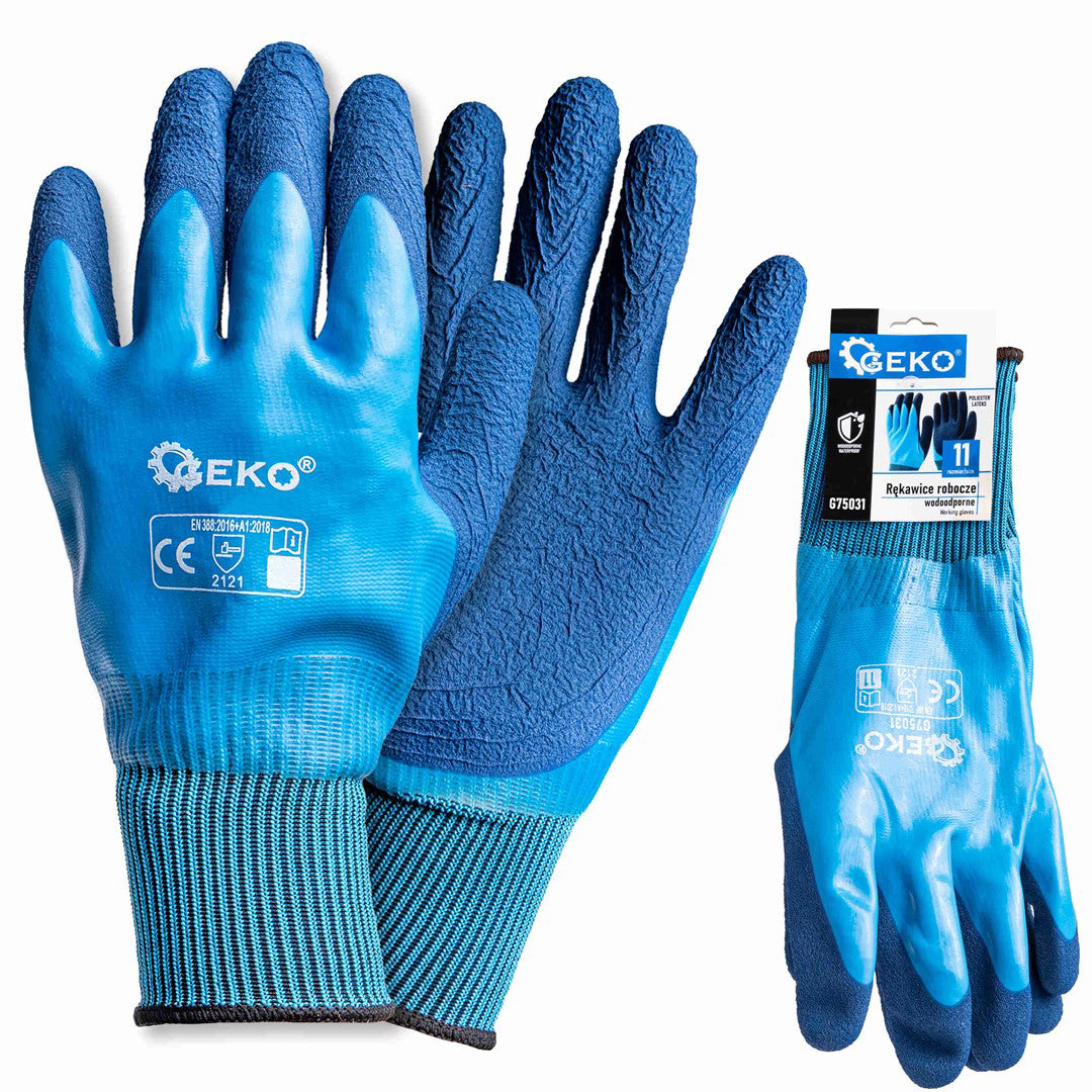 Manusi de lucru impermeabile, poliester / latex, marimea 11, Geko G75031