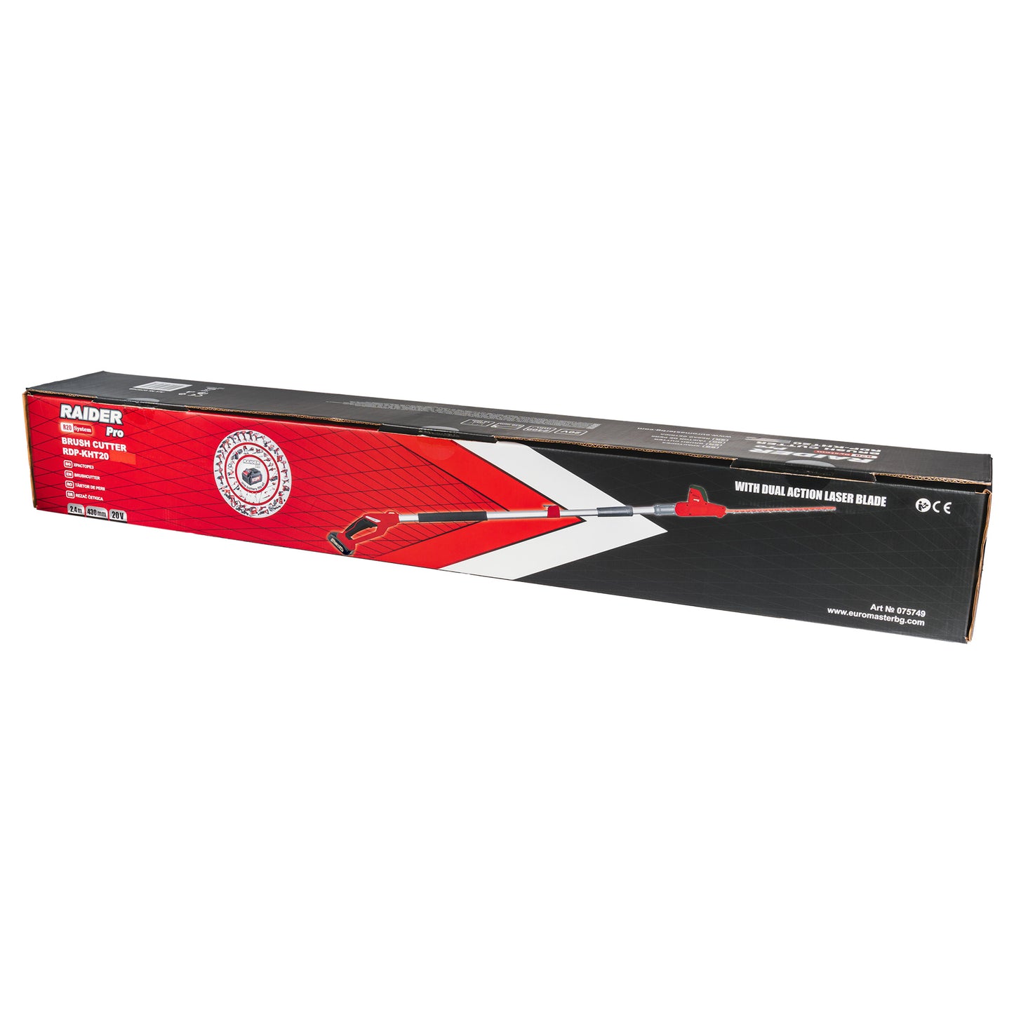 Trimmer pentru gard viu cu acumulator RDP-KHT20, 2.4 m, 430 mm, 18 mm, 2 Ah, Raider 075749