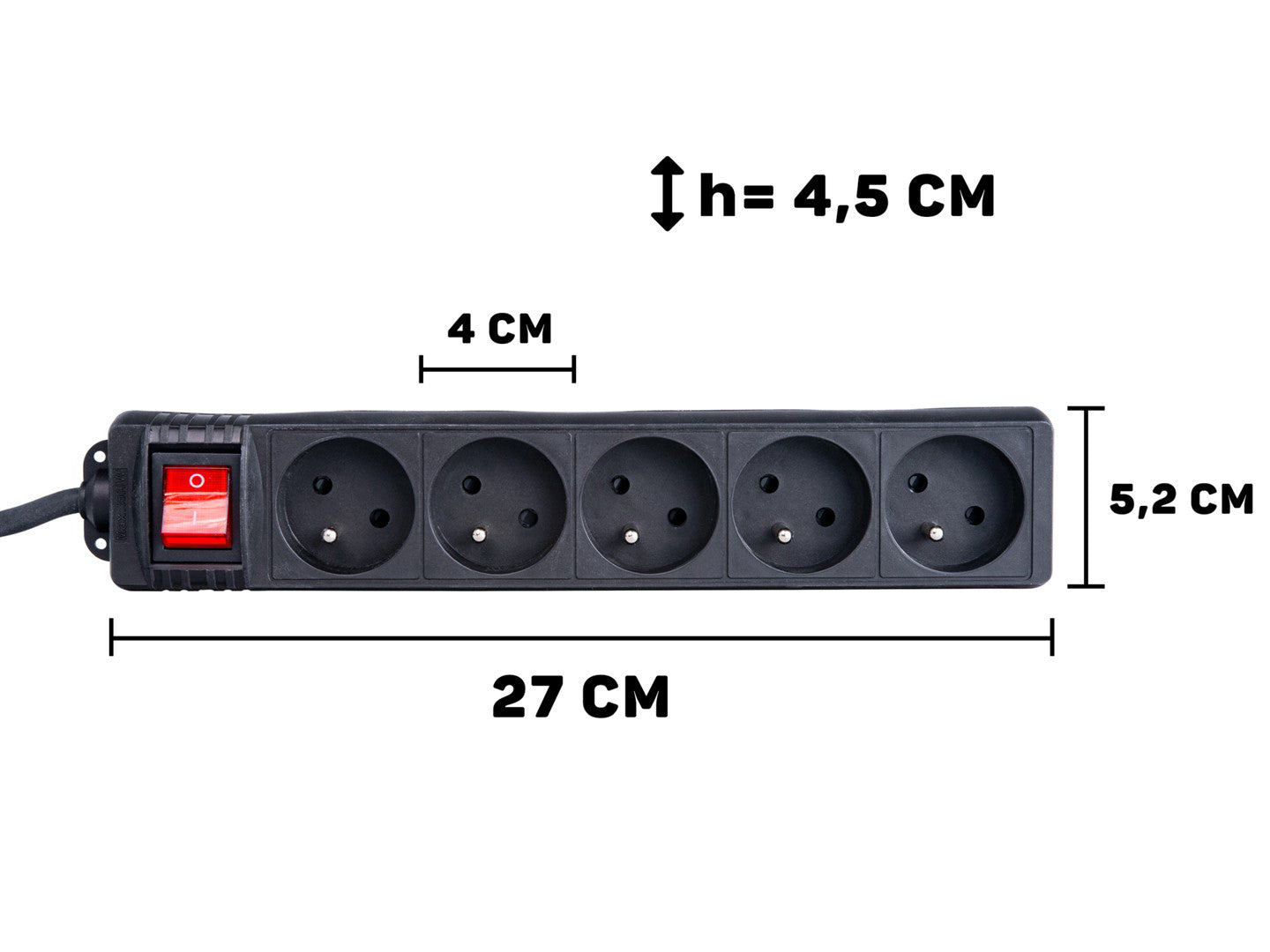 Prelungitor electric cu 5 prize, 3 m, negru, Keltin K00246B-C