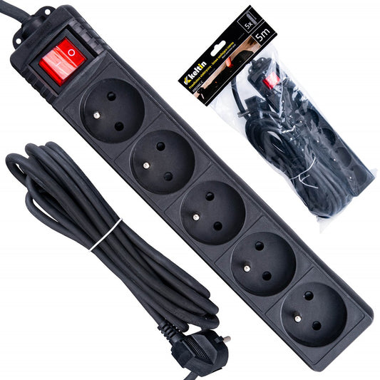 Prelungitor electric cu 5 prize, 5 m, Keltin K00246C-C