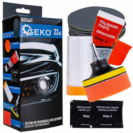 Kit reconditionare faruri, 22 elemente, Geko G02467