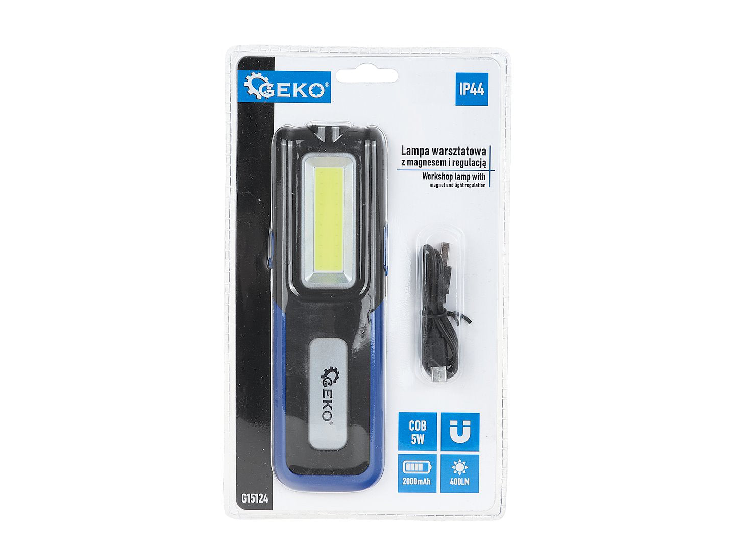 Lampa de atelier Powerbank cu magnet, LED COB reglabil, 5 W + 3 W, 2000 mAh, 400 lm, IP44, Geko G15124
