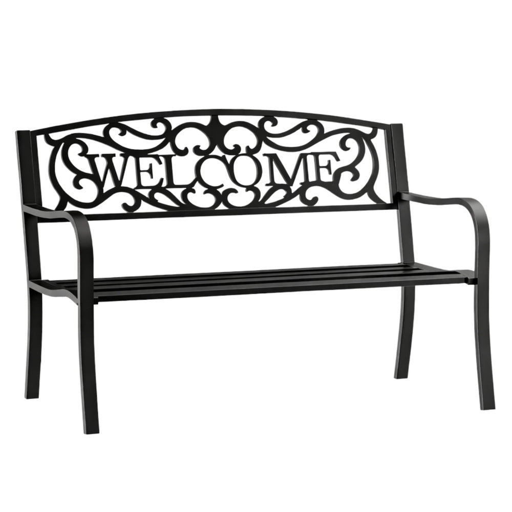 Banca pentru terasa cu spatar metalic Welcome, negru, 127 cm, Lean 29322
