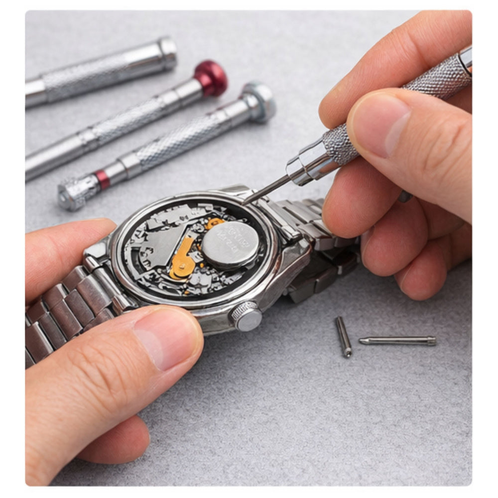 Set unelte pentru repararea ceasurilor din inox si aluminiu, 21 x 10 x 5.5 cm, Lean 26744
