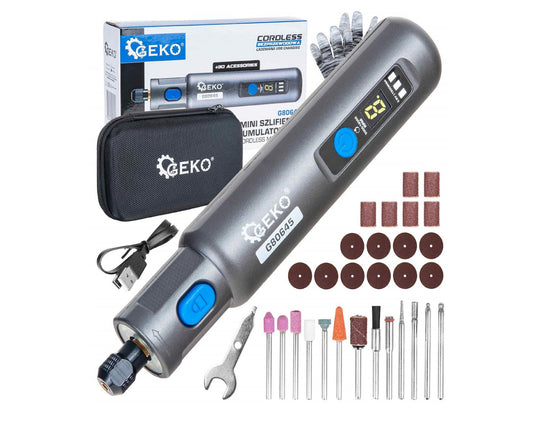 Mini polizor drept cu acumulator si accesorii, functie de control al vitezei, 3.6 V, Geko G80645