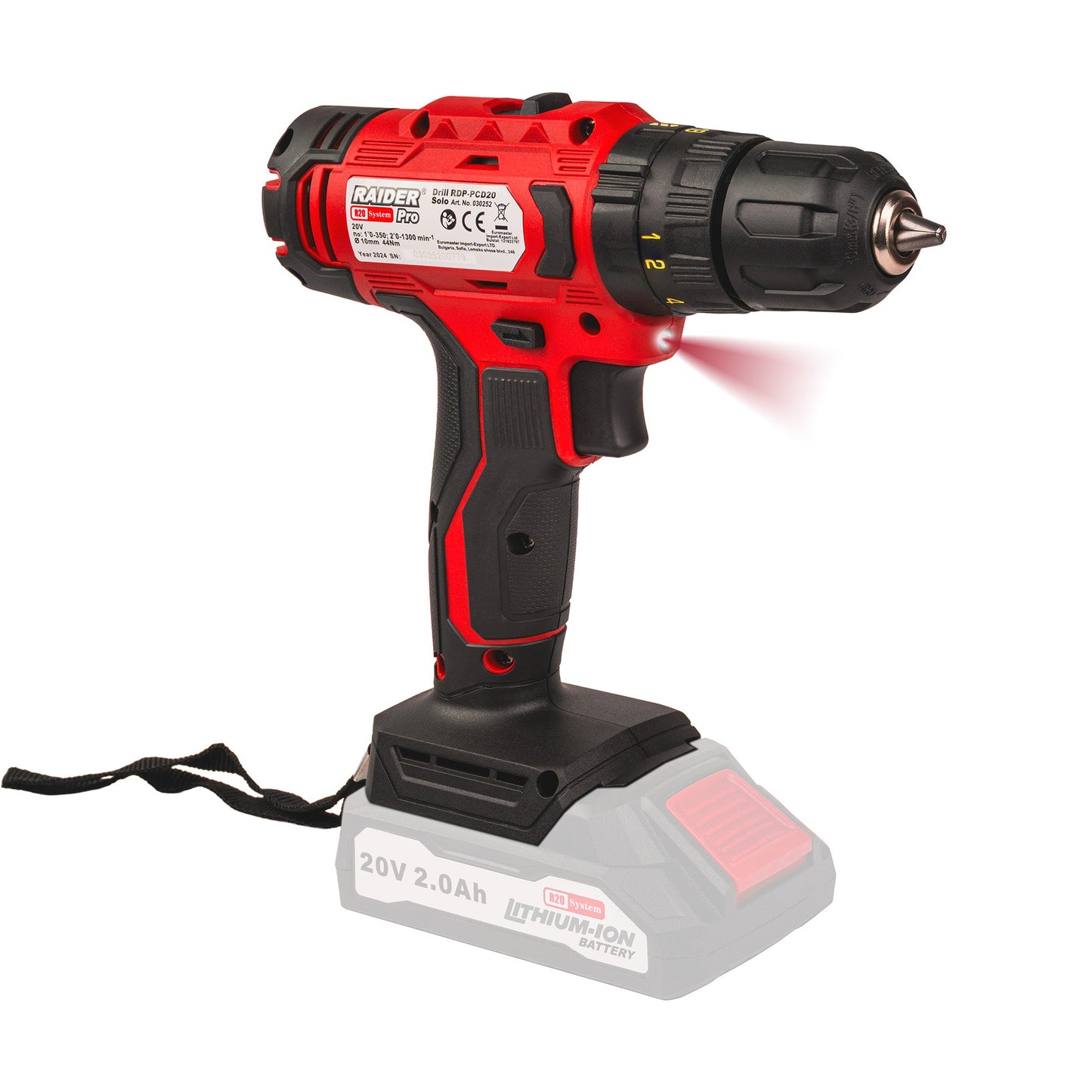Masina de gaurit cu 2 viteze RDP-PCD20 Solo (fara acumulator si incarcator) 10 mm 44 Nm SS, Raider 030252