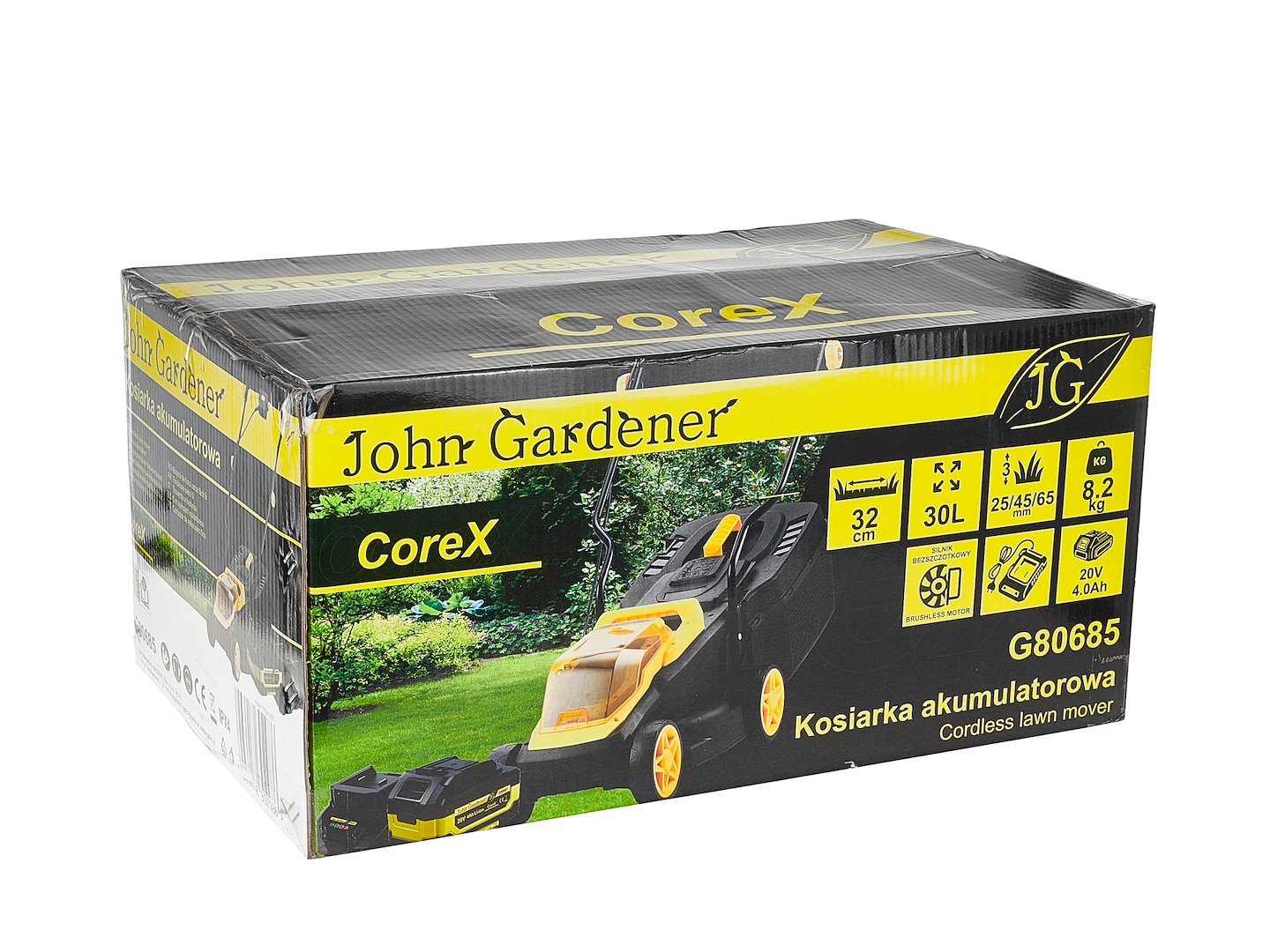 Masina de tuns iarba cu acumulator, 32 cm, 4,0 Ah, 20 V, CoreX, John Gardener G80685