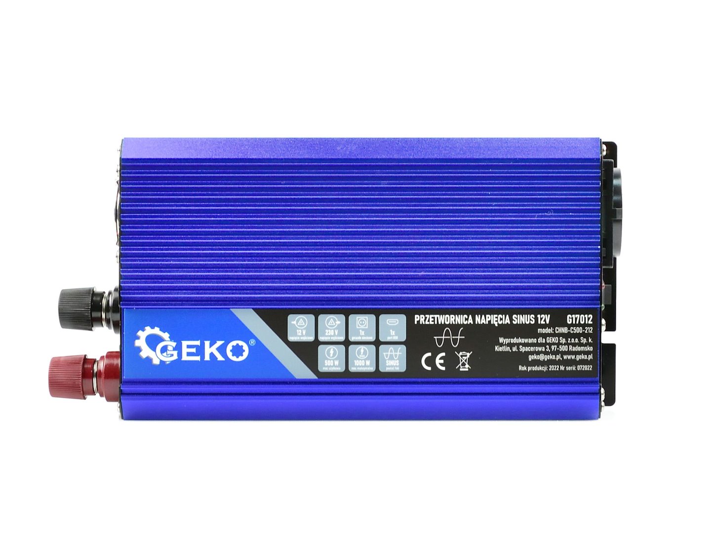 Convertor de tensiune sinus, 12 V / 230 V, 500 / 1000 W, Geko G17012