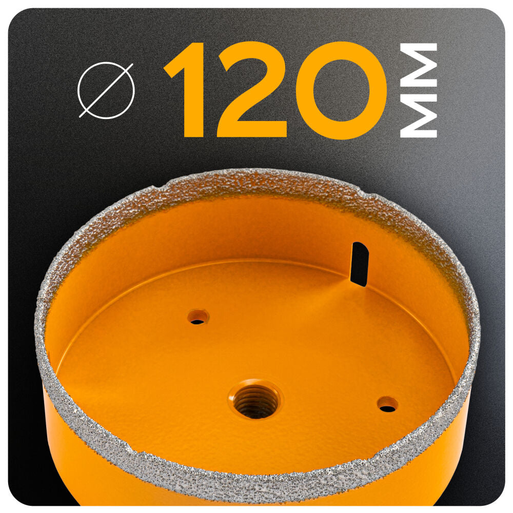 Carota diamantata pentru ceramica PM-DWK-120M14M, 120 mm, Powermat PM1582