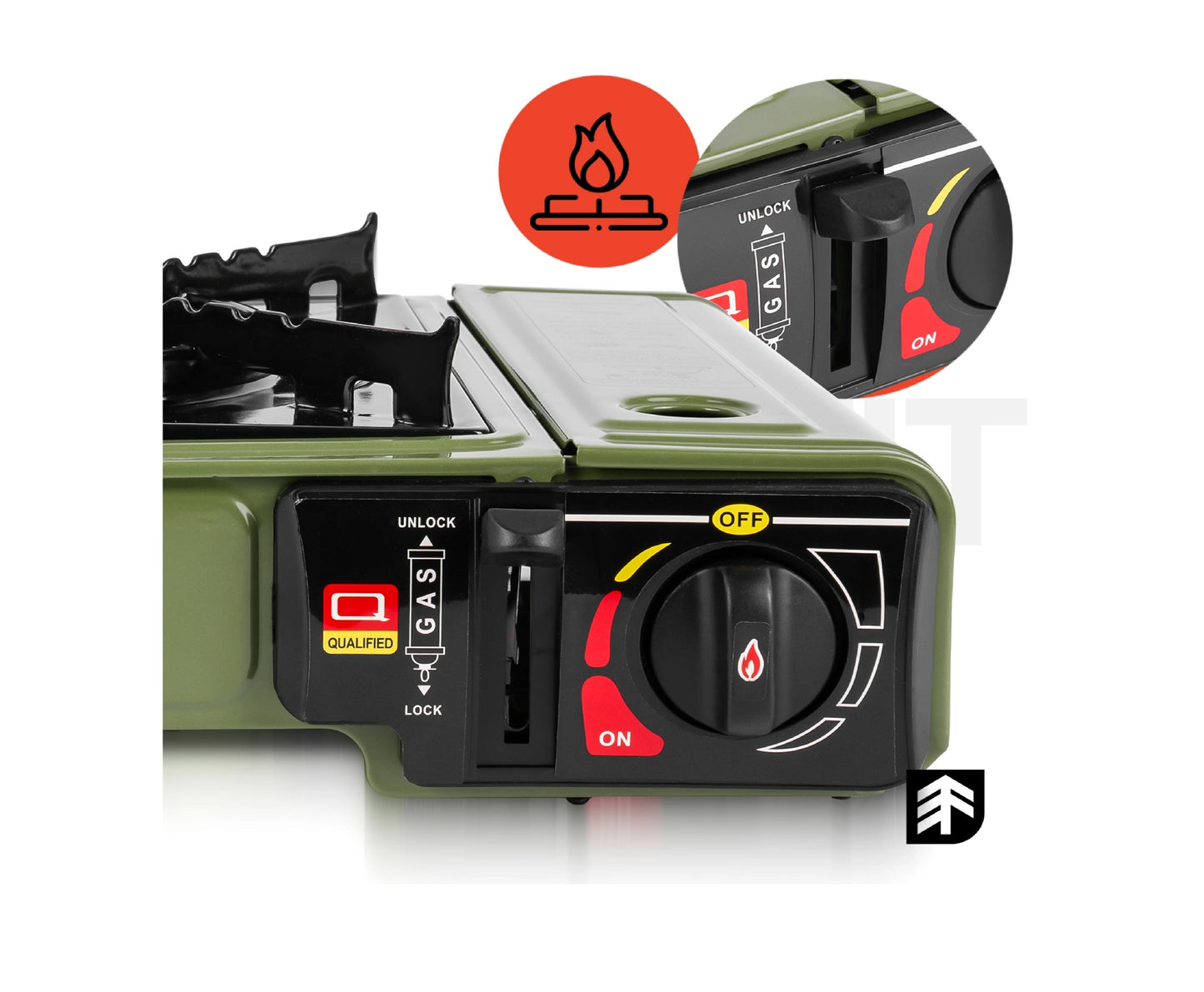 Aragaz pentru camping cu 1 arzator SPARK100, verde, MalTec 114159