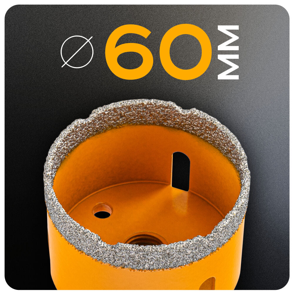 Carota diamantata pentru ceramica PM-DWK-60M14M, 60 mm, Powermat PM1577