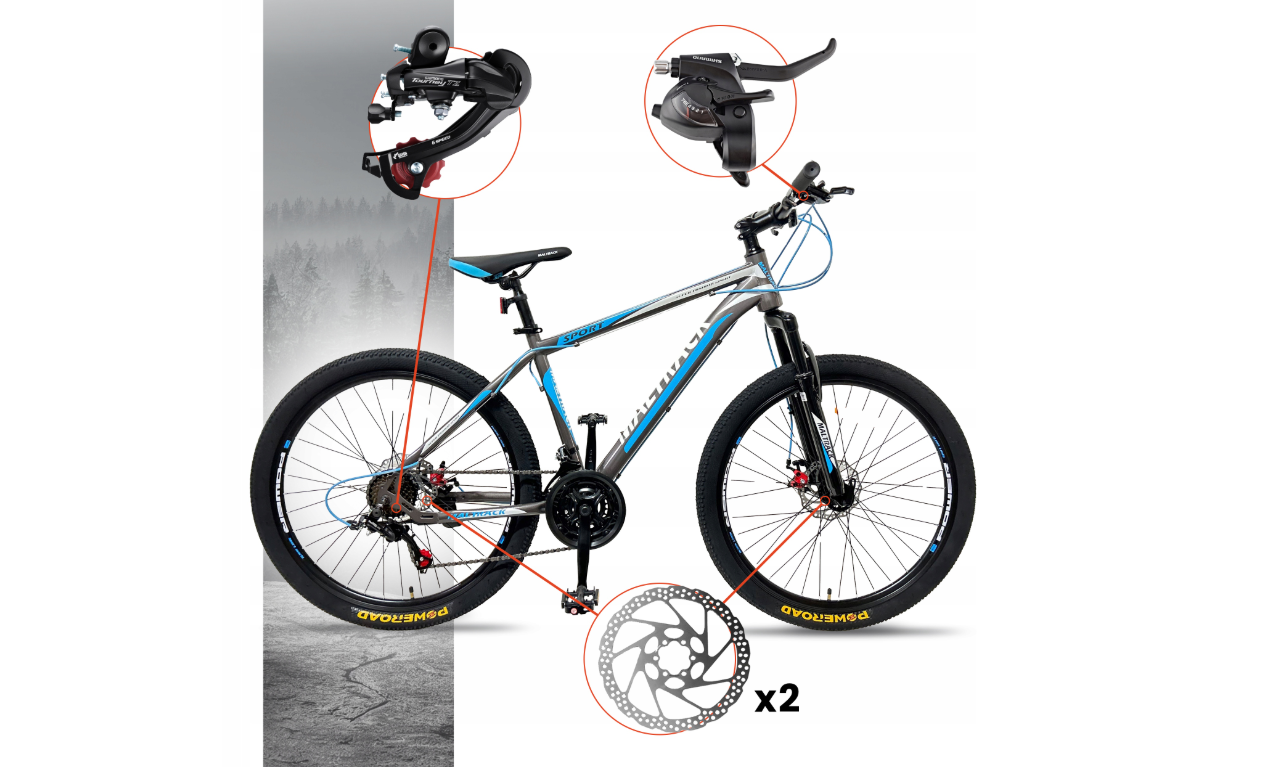 Bicicleta MTB26 Grey / Blue, 21 viteze, cadru 18", roti 26", MalTrack 110982