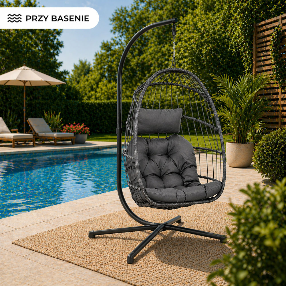 Balansoar suspendat de gradina Cocoon, 192 cm, gri, Lean 30645