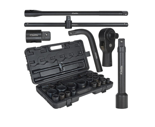 Set chei tubulare de impact, 3 / 4", 1", 6 varfuri, 17-65 mm, 26 piese, Keltin K00095