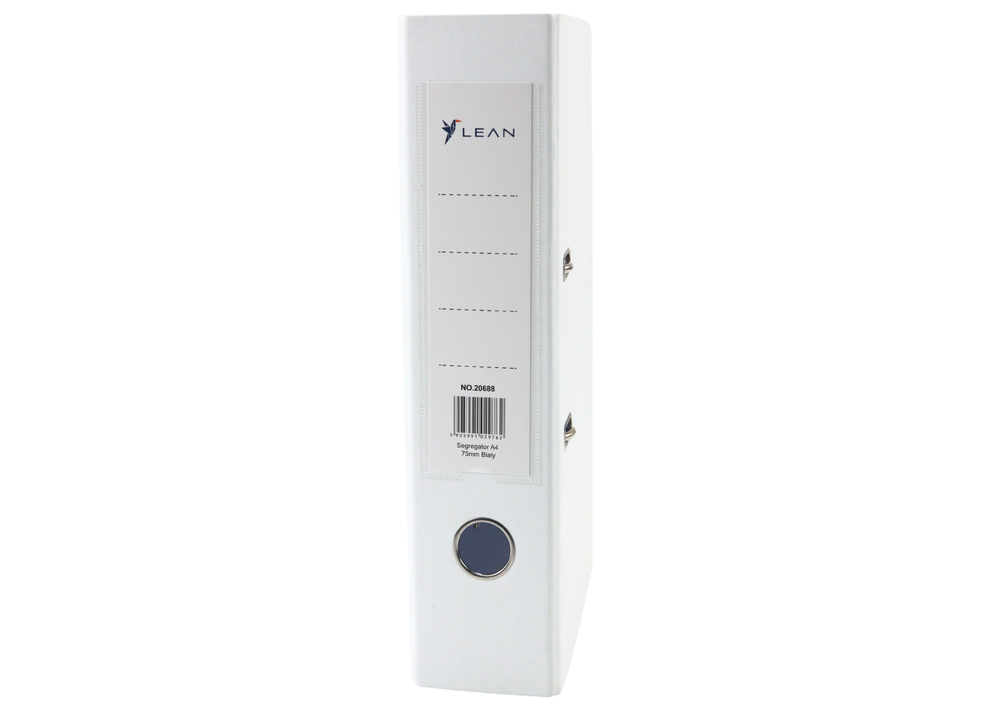 Dosar A4, 75 mm, alb, capacitate 500 foi, Lean 20688