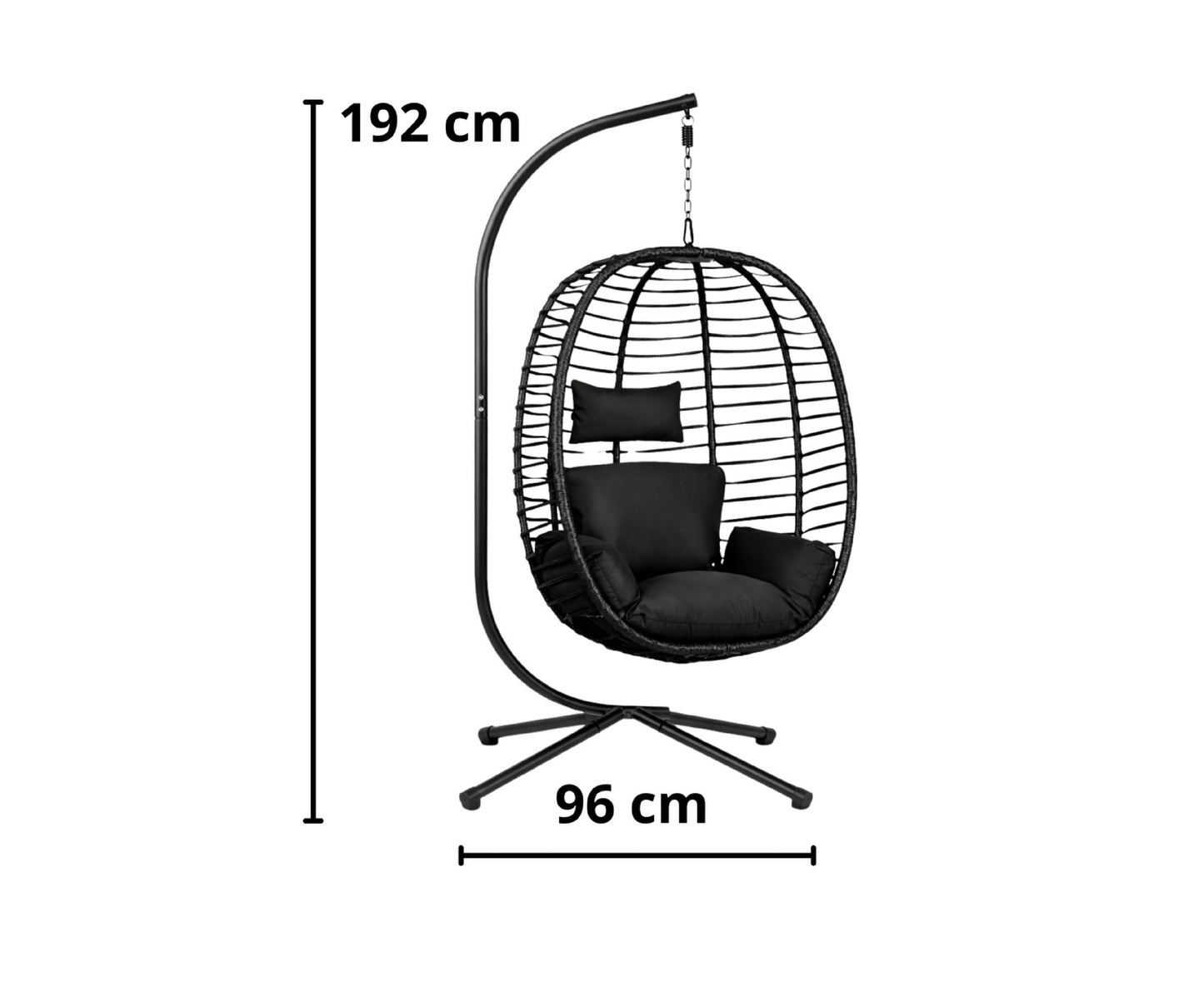 Balansoar suspendat de gradina Cocoon, negru, 194 cm, Lean 30646
