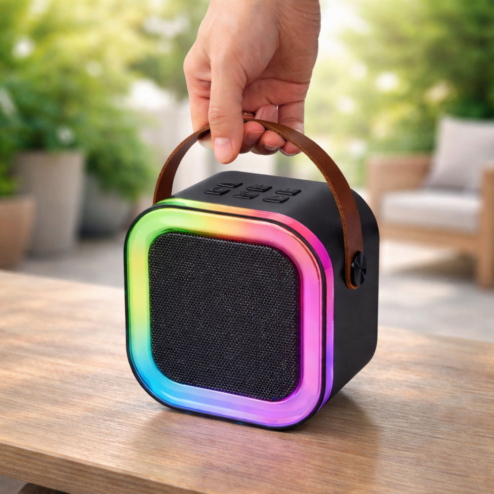 Set karaoke cu difuzor, 2 microfoane, lumini LED, Lean 25223