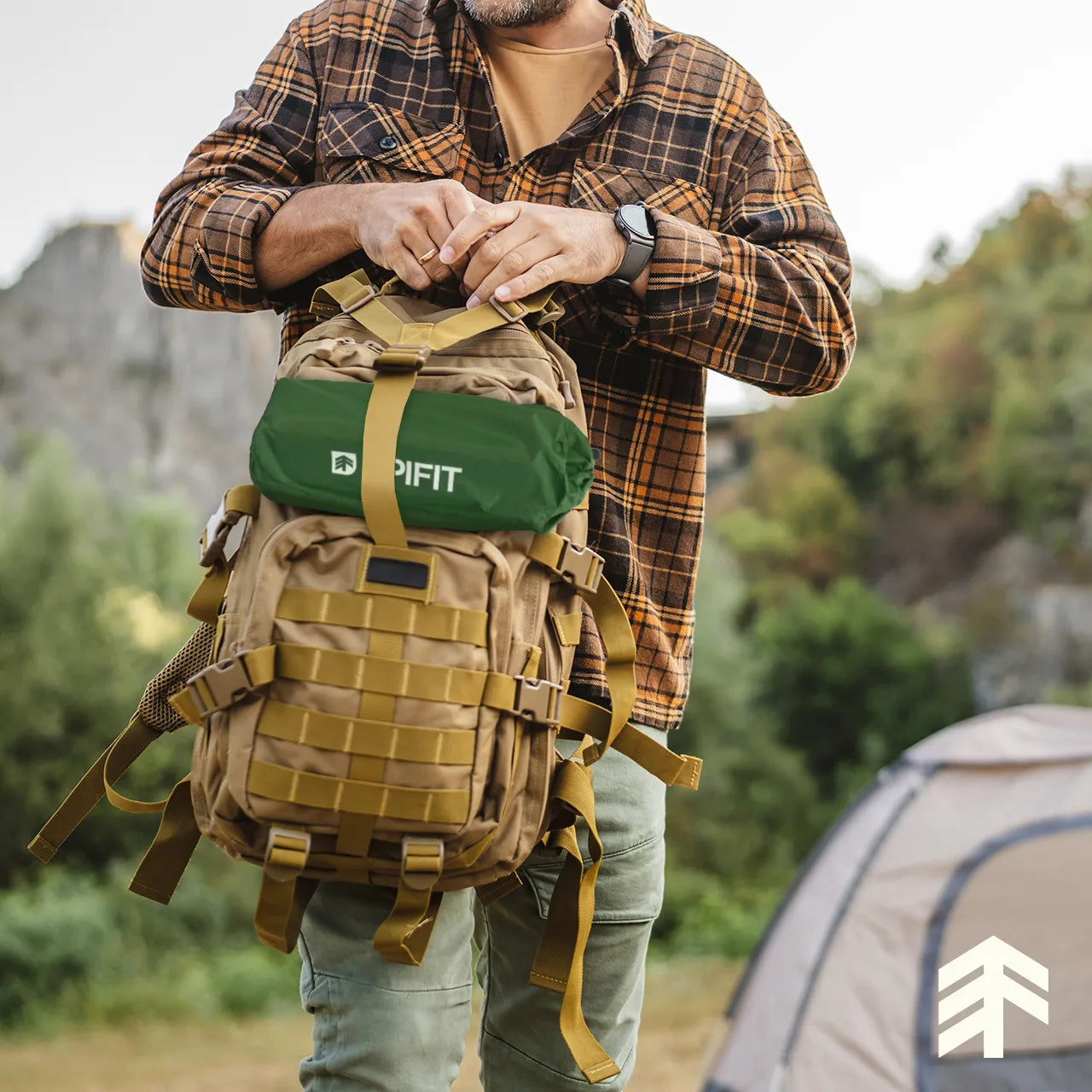 Saltea autogonflabila pentru camping, 190 x 60 cm, verde, MalTec 112759