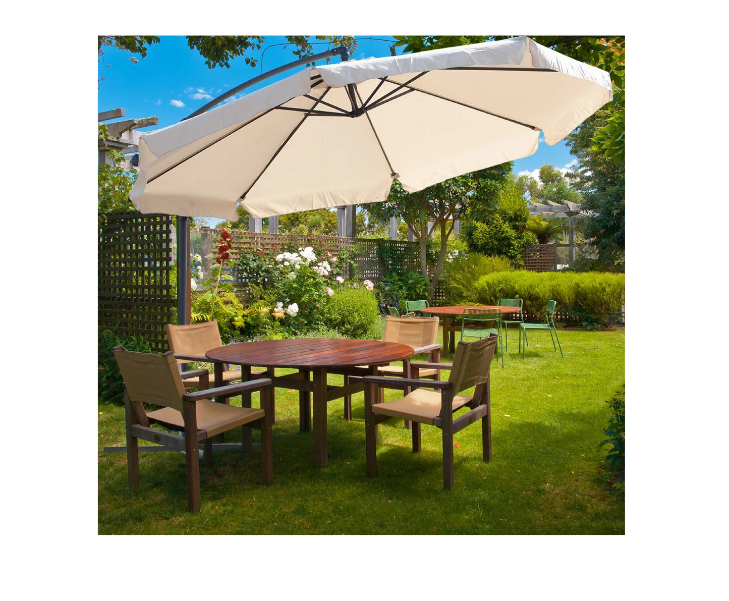 Umbrela de gradina pliabila cu husa Sunwaal, 350 cm, bej, MalTec 112650