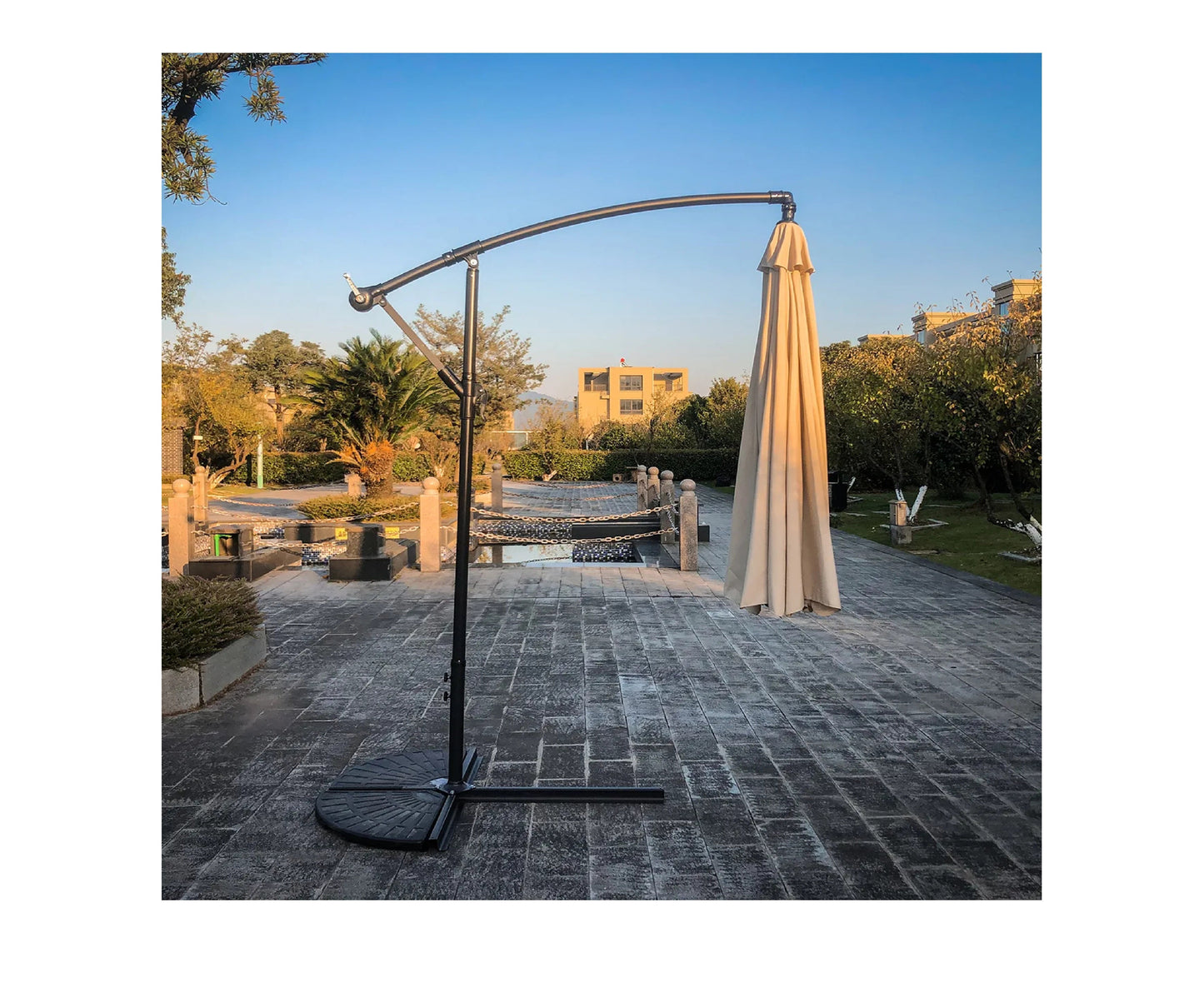 Umbrela de gradina pliabila cu husa Sunwaal, 350 cm, bej, MalTec 112650