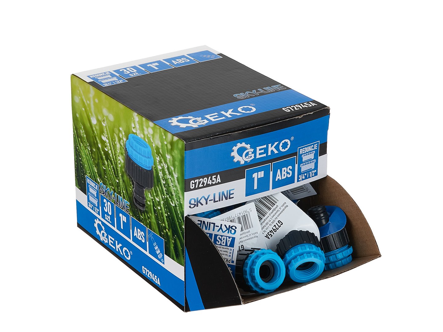 Set conectori de robinet Sky-Line de 1" cu reductie de la 3 / 4" si 1 / 2",  30 bucati, Geko G72945A