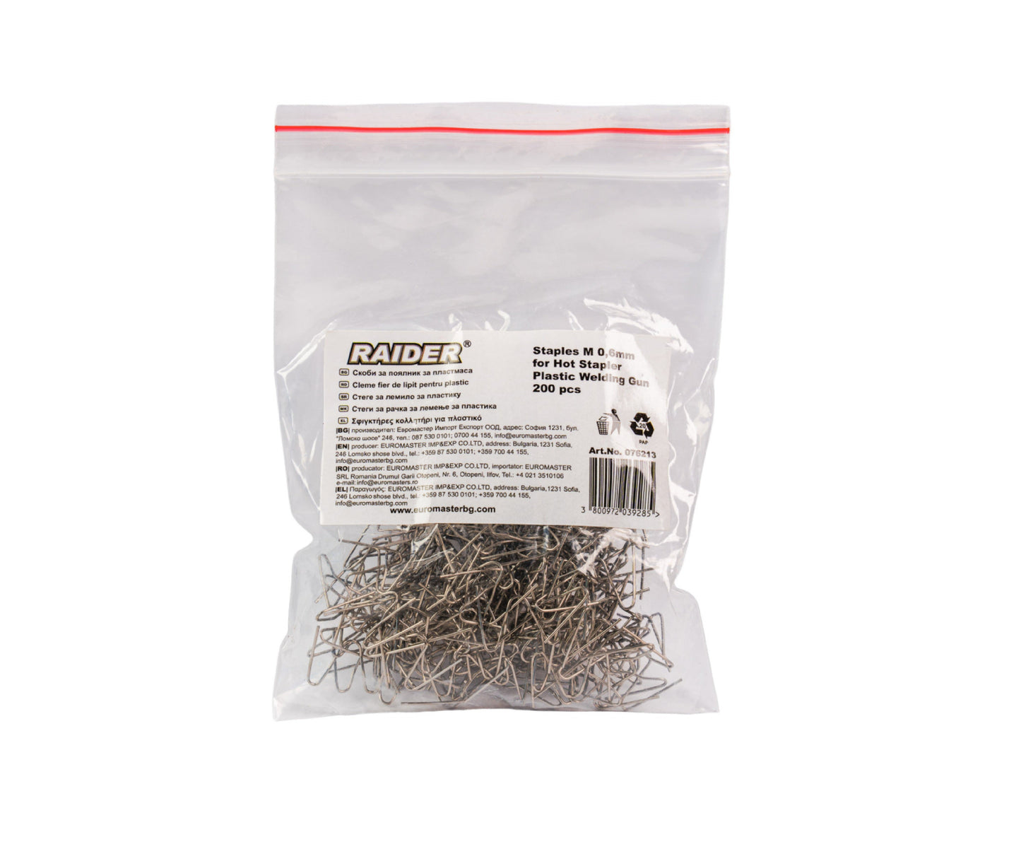 Set 200 de capse M pentru pistol de lipit plastic, 0.6 mm, Raider 076213