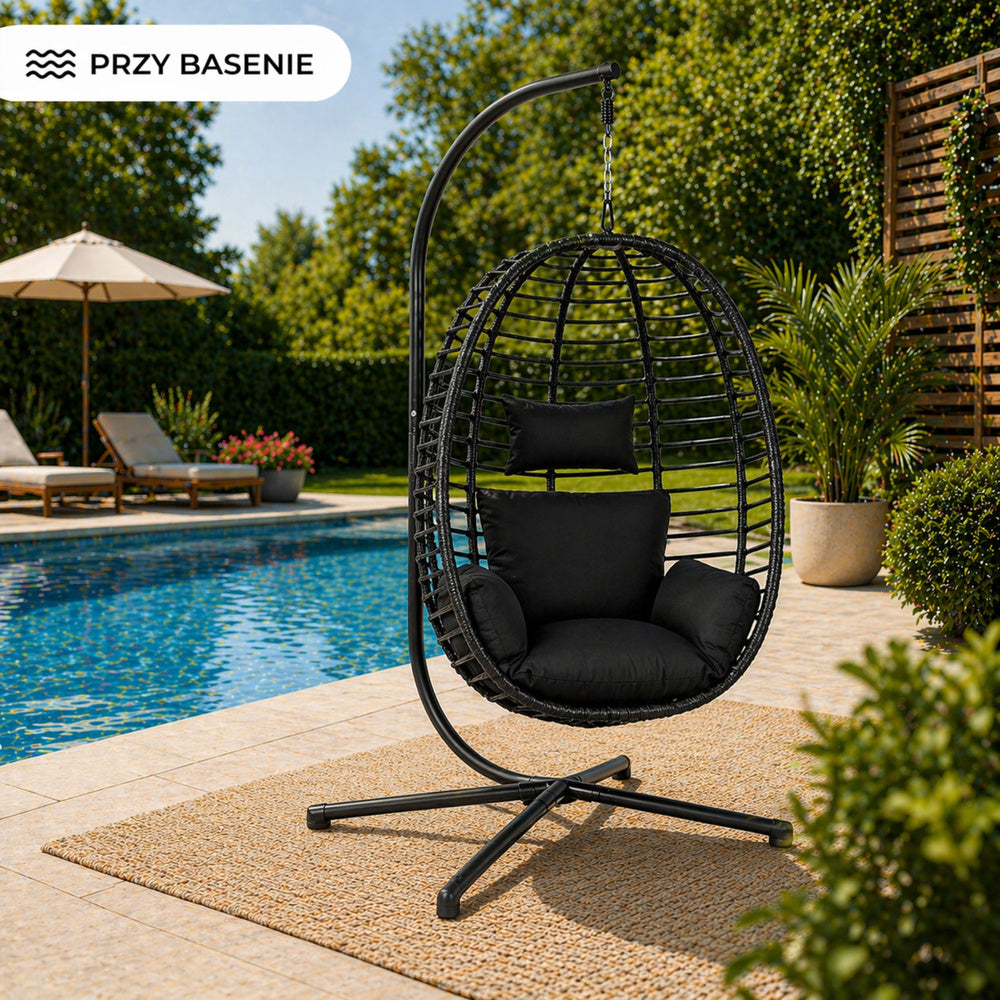 Balansoar suspendat de gradina Cocoon, negru, 194 cm, Lean 30646