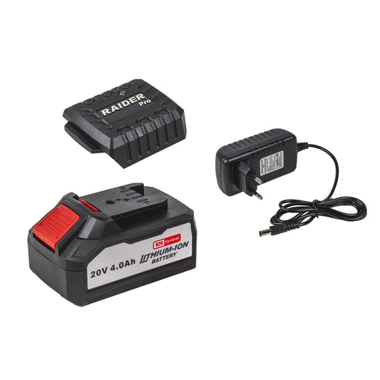 Set acumulator si incarcator pentru scule, 4 Ah, Raider 032134