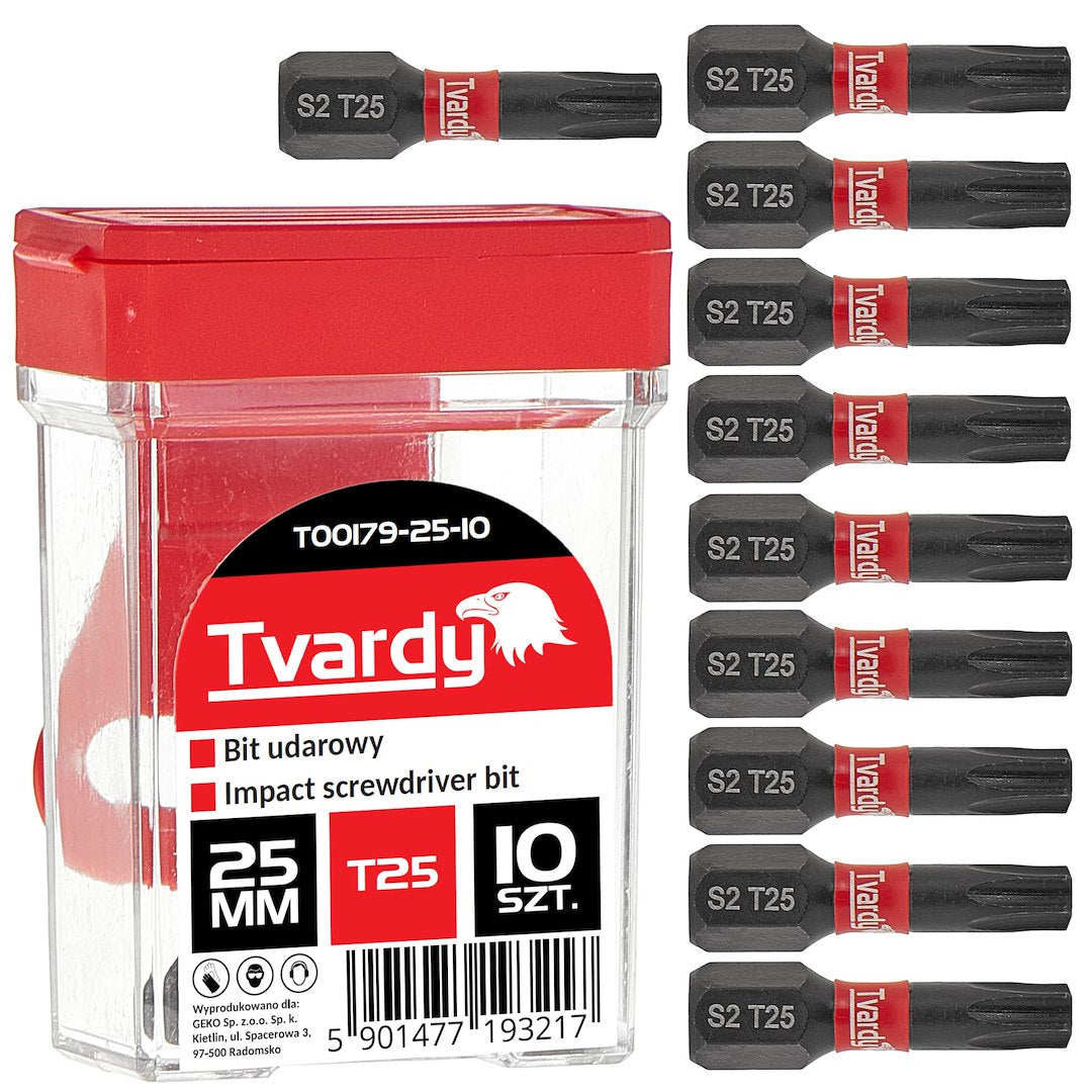 Set biti de impact T25, 25 mm S2, 10 bucati, Tvardy T00179-25-10